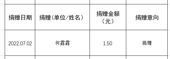 何露露捐款15元